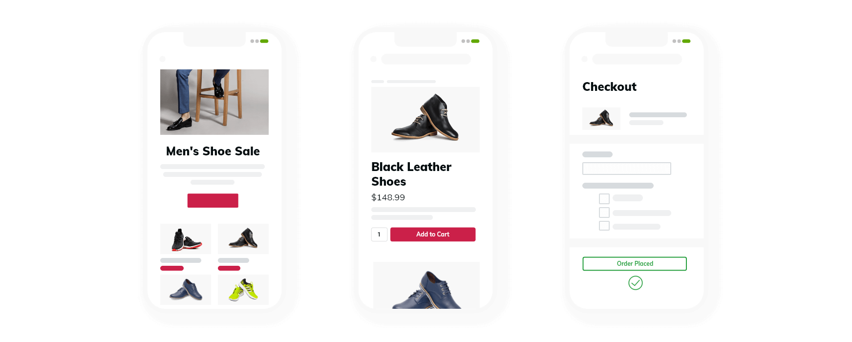 Mobile view eCommerce site illustrations